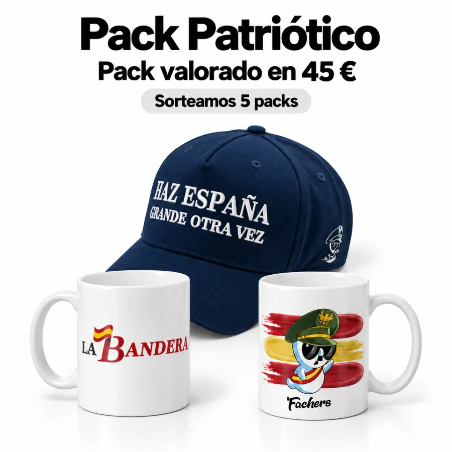 Pack Patriótico: Gorra Patriótica azul «Haz España Grande Otra Vez», Taza LaBandera, Taza Espiriti Frankin Edición 2
